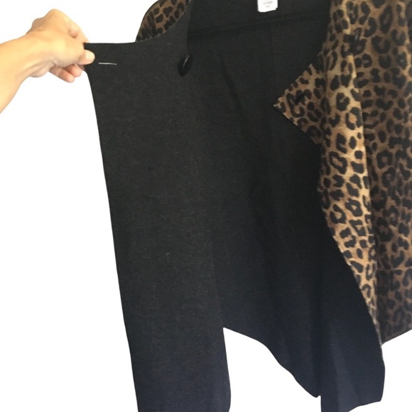 JONES NEW YORK Leopard Print Wool Poncho Cape O/S - Picture 3 of 6